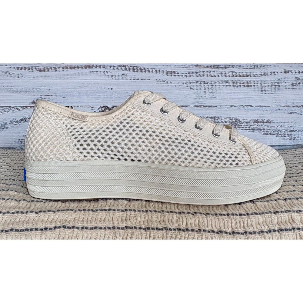 Keds Triple Kick Cotton Mesh Platform Sneakers Women’s 7M Ivory NWOB